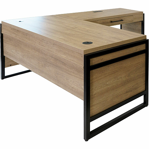 Martin Mason Monarca Laminate Unit L-shaped - 31" Height x 60" Width x 30" Depth - Total Drawer(s): 1 - Material: Laminate - Finish: Wood, Monarca Natural - Grommet - 1 Each (IMMN386RM)