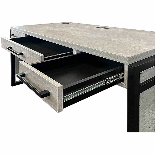 Martin Mason Concrete Laminate Unit 31" Height x 60" Width x 30" Depth - Total Drawer(s): 3 - Material: Thermofused Laminate (TFL) - Finish: Concrete, Stone - Storage Drawer, Center Drawer, Cable Management, Grommet, Durable, Long Lasting, AC P (IMMN384C)