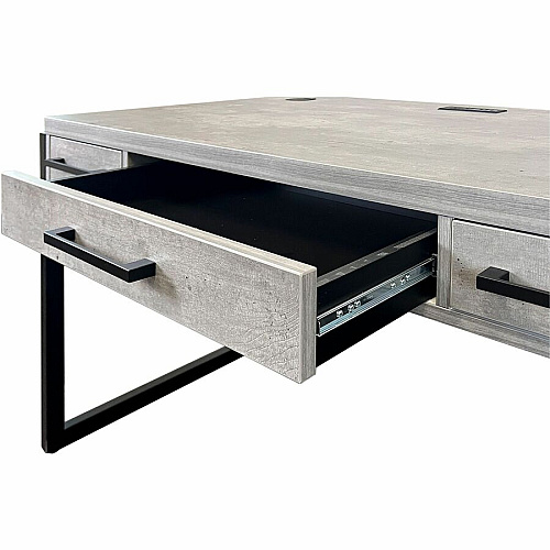 Martin Mason Concrete Laminate Unit 31" Height x 60" Width x 30" Depth - Total Drawer(s): 3 - Material: Thermofused Laminate (TFL) - Finish: Concrete, Stone - Storage Drawer, Center Drawer, Cable Management, Grommet, Durable, Long Lasting, AC P (IMMN384C)