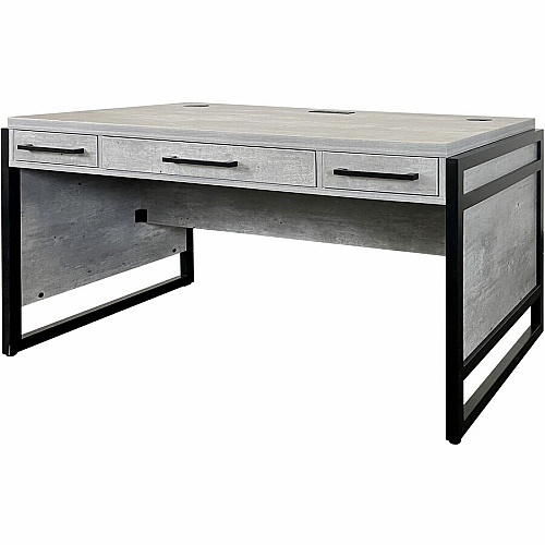 Martin Mason Concrete Laminate Unit 31" Height x 60" Width x 30" Depth - Total Drawer(s): 3 - Material: Thermofused Laminate (TFL) - Finish: Concrete, Stone - Storage Drawer, Center Drawer, Cable Management, Grommet, Durable, Long Lasting, AC P (IMMN384C)