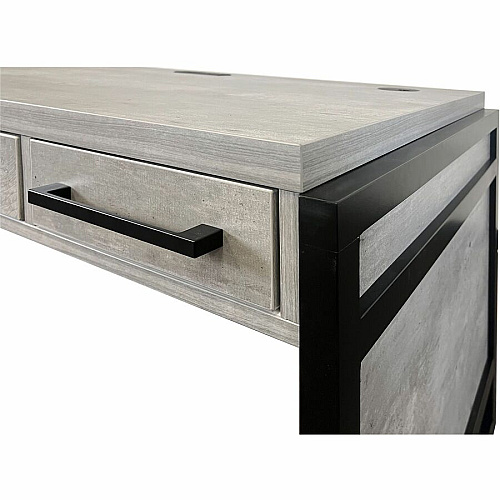 Martin Mason Concrete Laminate Unit 31" Height x 60" Width x 30" Depth - Total Drawer(s): 3 - Material: Thermofused Laminate (TFL) - Finish: Concrete, Stone - Storage Drawer, Center Drawer, Cable Management, Grommet, Durable, Long Lasting, AC P (IMMN384C)