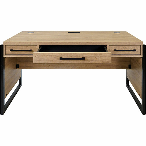 Martin Mason Monarca Laminate Unit 31" Height x 60" Width x 30" Depth - Total Drawer(s): 3 - Material: Thermofused Laminate (TFL) - Finish: Monarca, Wood - Storage Drawer, Center Drawer, Cable Management, Grommet, Durable, Long Lasting, AC Powe (IMMN384M)