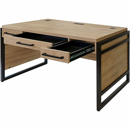 Martin Mason Monarca Laminate Unit 31" Height x 60" Width x 30" Depth - Total Drawer(s): 3 - Material: Thermofused Laminate (TFL) - Finish: Monarca, Wood - Storage Drawer, Center Drawer, Cable Management, Grommet, Durable, Long Lasting, AC Powe (IMMN384M)