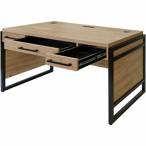 Martin Mason Monarca Laminate Unit 31" Height x 60" Width x 30" Depth - Total Drawer(s): 3 - Material: Thermofused Laminate (TFL) - Finish: Monarca, Wood - Storage Drawer, Center Drawer, Cable Management, Grommet, Durable, Long Lasting, AC Powe (IMMN384M)