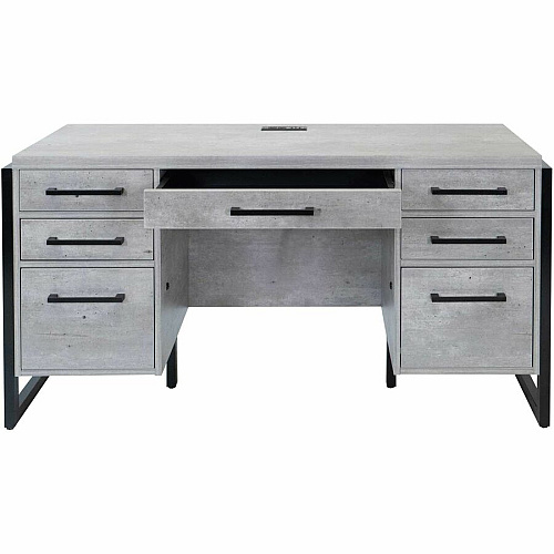 Martin Mason Concrete Laminate Unit 31" Height x 66" Width x 21" Depth - Total Drawer(s): 7 - Material: Thermofused Laminate (TFL) - Finish: Concrete, Stone - Center Drawer, Storage Drawer, Heavy Duty, Ball Bearing Slide, Durable, Long Lasting, (IMMN689C)