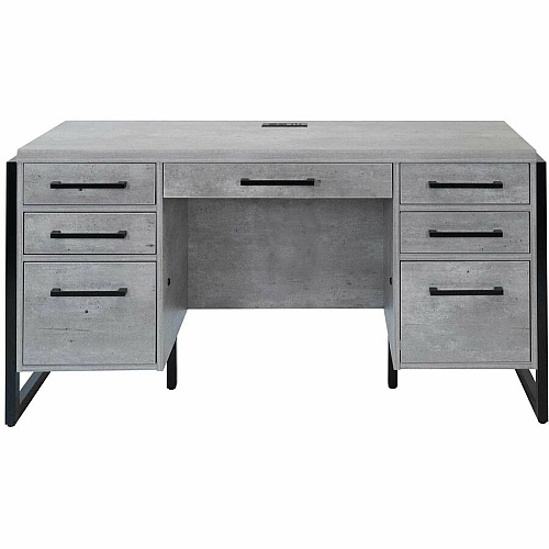 Martin Mason Concrete Laminate Unit 31" Height x 66" Width x 21" Depth - Total Drawer(s): 7 - Material: Thermofused Laminate (TFL) - Finish: Concrete, Stone - Center Drawer, Storage Drawer, Heavy Duty, Ball Bearing Slide, Durable, Long Lasting, (IMMN689C)