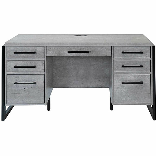 Martin Mason Concrete Laminate Unit 31" Height x 66" Width x 21" Depth - Total Drawer(s): 7 - Material: Thermofused Laminate (TFL) - Finish: Concrete, Stone - Center Drawer, Storage Drawer, Heavy Duty, Ball Bearing Slide, Durable, Long Lasting, (IMMN689C)