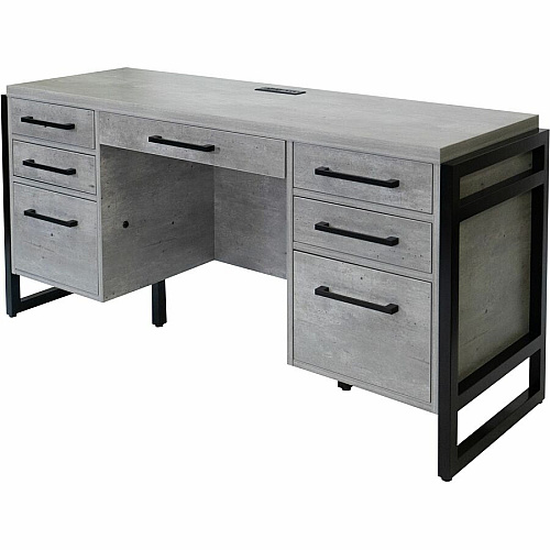 Martin Mason Concrete Laminate Unit 31" Height x 66" Width x 21" Depth - Total Drawer(s): 7 - Material: Thermofused Laminate (TFL) - Finish: Concrete, Stone - Center Drawer, Storage Drawer, Heavy Duty, Ball Bearing Slide, Durable, Long Lasting, (IMMN689C)