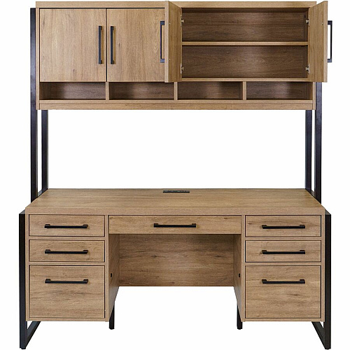 Martin Mason Monarca Laminate Unit 31" Height x 66" Width x 21" Depth - Total Drawer(s): 7 - Material: Thermofused Laminate (TFL) - Finish: Monarca Natural, Wood - Center Drawer, Storage Drawer, Heavy Duty, Ball Bearing Slide, Durable, Long Las (IMMN689M)