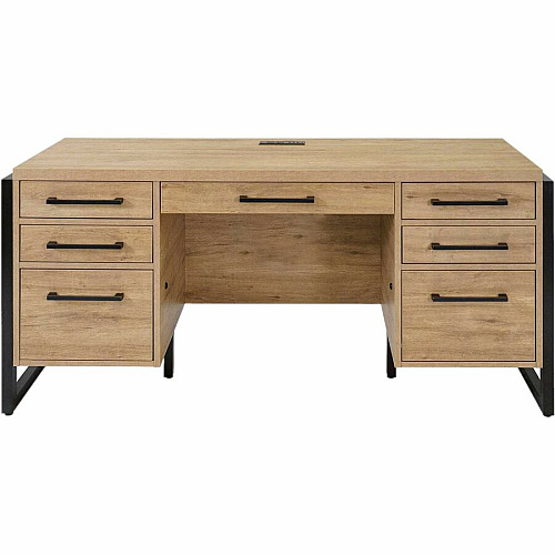 Martin Mason Monarca Laminate Unit 31" Height x 66" Width x 21" Depth - Total Drawer(s): 7 - Material: Thermofused Laminate (TFL) - Finish: Monarca Natural, Wood - Center Drawer, Storage Drawer, Heavy Duty, Ball Bearing Slide, Durable, Long Las (IMMN689M)
