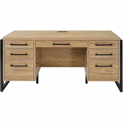 Martin Mason Monarca Laminate Unit 31" Height x 66" Width x 21" Depth - Total Drawer(s): 7 - Material: Thermofused Laminate (TFL) - Finish: Monarca Natural, Wood - Center Drawer, Storage Drawer, Heavy Duty, Ball Bearing Slide, Durable, Long Las (IMMN689M)
