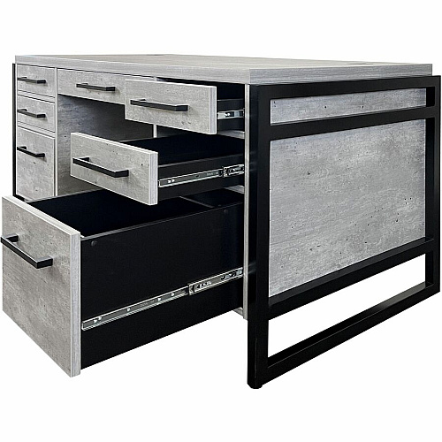 Martin Mason Concrete Laminate Unit 31" Height x 66" Width x 30" Depth - Total Drawer(s): 7 - Double Pedestal - Material: Thermofused Laminate (TFL) - Finish: Concrete, Stone - Center Drawer, Storage Drawer, Cable Management, Grommet, Heavy Dut (IMMN680C)