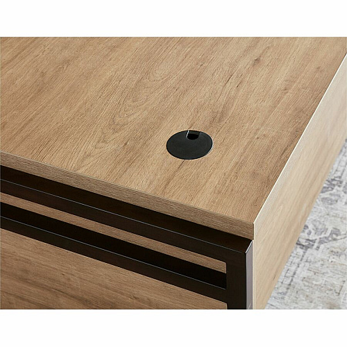 Martin Mason Concrete Laminate Unit 31" Height x 66" Width x 30" Depth - Total Drawer(s): 7 - Double Pedestal - Material: Thermofused Laminate (TFL) - Finish: Monarca Natural, Wood - Center Drawer, Storage Drawer, Cable Management, Grommet, Hea (IMMN680M)