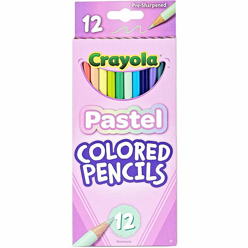 Crayola Presharpened Colored Pencils 3.3 mm Salmon, Apricot, Spring Green, Sea Green, Periwinkle, Sand, Unmellow Yellow, Cool Mint, Cornflower, Purple Mountains Majesty, Slate Lead - 12 Each (682030)