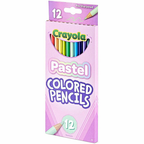 Crayola Presharpened Colored Pencils 3.3 mm Salmon, Apricot, Spring Green, Sea Green, Periwinkle, Sand, Unmellow Yellow, Cool Mint, Cornflower, Purple Mountains Majesty, Slate Lead - 12 Each (682030)