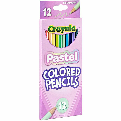 Crayola Presharpened Colored Pencils 3.3 mm Salmon, Apricot, Spring Green, Sea Green, Periwinkle, Sand, Unmellow Yellow, Cool Mint, Cornflower, Purple Mountains Majesty, Slate Lead - 12 Each (682030)