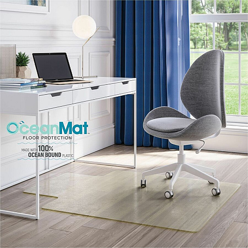 Deflecto OceanMat Chairmat Hard Floor, Chair, Wood Floor, Tile Floor, Laminate Floor48" Width x 36" Depth - Lip Size 10" Length x 19" Width - Lipped - Plastic, Polyethylene Terephthalate (PET) - Clear - 1 / Each (CM2G112OCB)