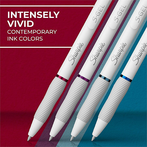 Sharpie S-Gel Pens 0.7 mm Medium Pen Point - Retractable - Bold Jewel Ink - Gel-based - Pearl White Plastic Barrel - 4 / Pack (2206099)