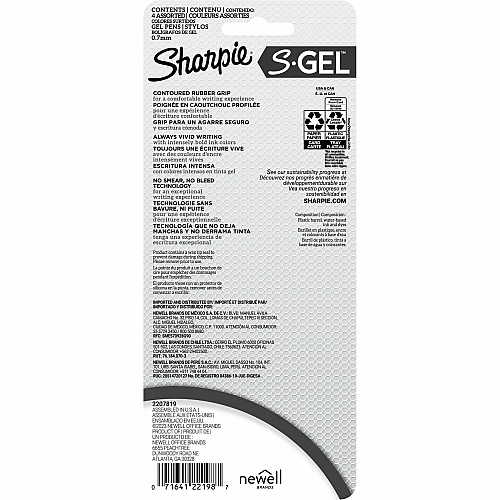 Sharpie S-Gel Pens 0.7 mm Medium Pen Point - Retractable - Bold Jewel Ink - Gel-based - Pearl White Plastic Barrel - 4 / Pack (2206099)