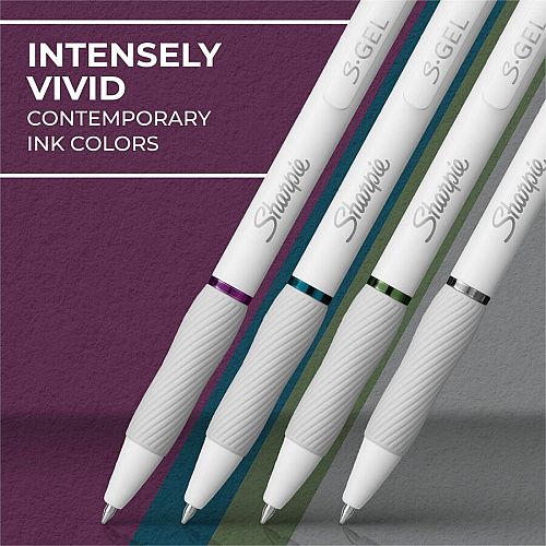 Sharpie S-Gel Pens 0.7 mm Medium Pen Point - Rich Dark Ink - Gel-based - Pearl White Plastic Barrel - 4 / Pack (2206100)