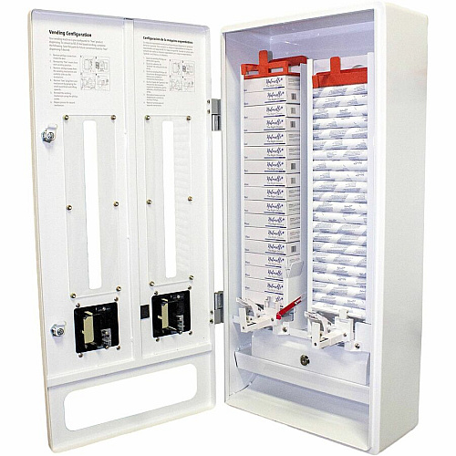 Impact Products Dual Vendor Hygiene Dispenser 29.3" Height x 14.2" Width x 6.9" Depth - White - Metal, Steel - 1 Each (T004100)