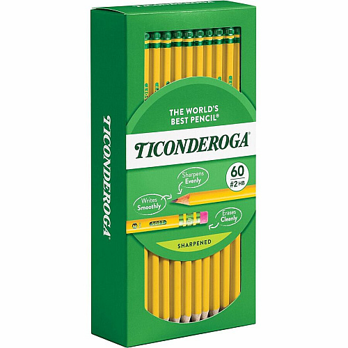 Ticonderoga Soft No. 2 Pencils Graphite Lead - HB/#2 - Yellow Barrel - 60 / Box (X13480)