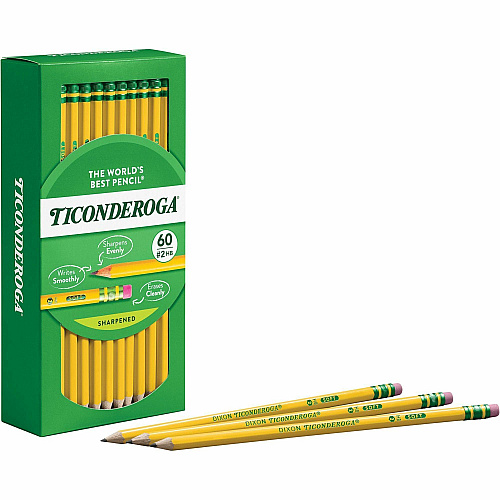 Ticonderoga Soft No. 2 Pencils Graphite Lead - HB/#2 - Yellow Barrel - 60 / Box (X13480)