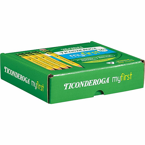 Ticonderoga My First Pencil w/Eraser Graphite Lead - HB/#2 - Broad Point - Yellow Barrel - 36 / Pack (X33136)