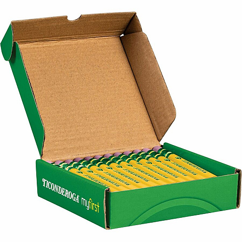 Ticonderoga My First Pencil w/Eraser Graphite Lead - HB/#2 - Broad Point - Yellow Barrel - 36 / Pack (X33136)