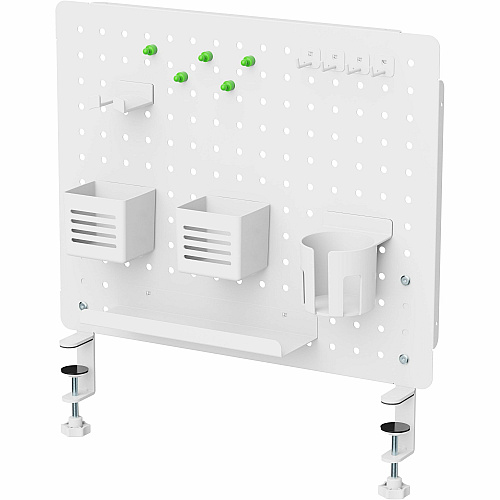 Kantek Pegboard Organizer 17.40" Height x 21.50" Width x 3.80" Depth - Under Desk, Desktop - White - Powder Coated Steel, Steel - 1 Each (PBS120W)