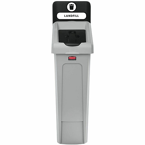 Rubbermaid Commercial Slim Jim Recycling Station 1-Stream Landfill, 23 Gal 23 gal Capacity - For Commercial - Durable, Recyclable - 40.2" Height x 12" Width x 15.2" Depth - Resin - Gray, Black - 1 Each (2185053)