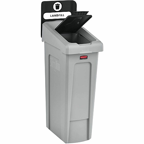 Rubbermaid Commercial Slim Jim Recycling Station 1-Stream Landfill, 23 Gal 23 gal Capacity - For Commercial - Durable, Recyclable - 40.2" Height x 12" Width x 15.2" Depth - Resin - Gray, Black - 1 Each (2185053)