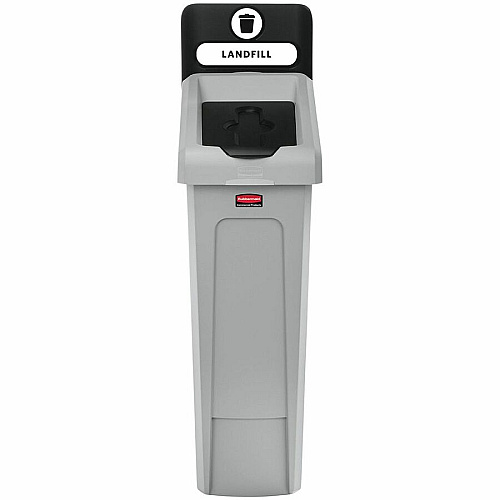 Rubbermaid Commercial Slim Jim Recycling Station 1-Stream Landfill, 23 Gal 23 gal Capacity - For Commercial - Durable, Recyclable - 40.2" Height x 12" Width x 15.2" Depth - Resin - Gray, Black - 1 Each (2185053)