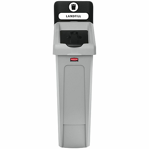 Rubbermaid Commercial Slim Jim Recycling Station 1-Stream Landfill, 23 Gal 23 gal Capacity - For Commercial - Durable, Recyclable - 40.2" Height x 12" Width x 15.2" Depth - Resin - Gray, Black - 1 Each (2185053)