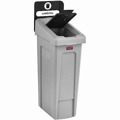 Rubbermaid Commercial Slim Jim Recycling Station 1-Stream Landfill, 23 Gal 23 gal Capacity - For Commercial - Durable, Recyclable - 40.2" Height x 12" Width x 15.2" Depth - Resin - Gray, Black - 1 Each (2185053)