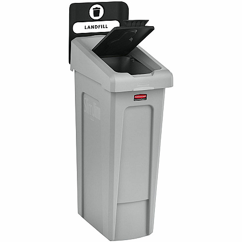 Rubbermaid Commercial Slim Jim Recycling Station 1-Stream Landfill, 23 Gal 23 gal Capacity - For Commercial - Durable, Recyclable - 40.2" Height x 12" Width x 15.2" Depth - Resin - Gray, Black - 1 Each (2185053)