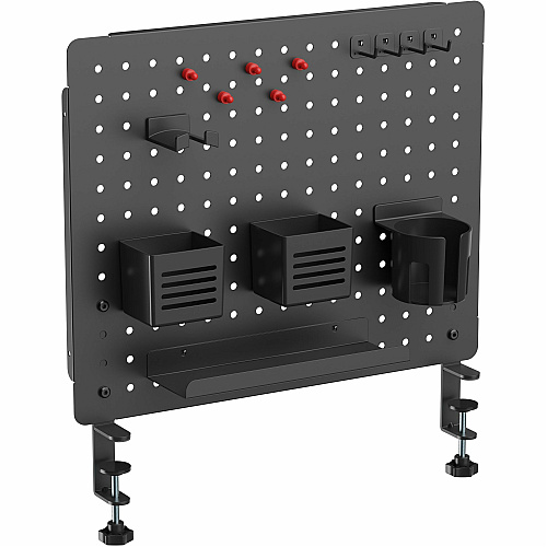 Kantek Pegboard Organizer 17.40" Height x 21.50" Width x 3.80" Depth - Under Desk, Desktop - Black - Powder Coated Steel, Steel - 1 Each (PBS120B)