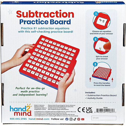 Learning Resources Subtraction Skills Practice Board Skill Learning: Interactive Learning, Subtraction - 1 Each (96248)