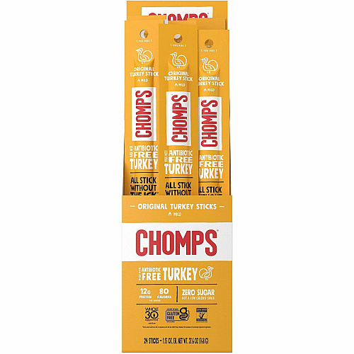 CHOMPS Chomplings Snack Sticks Gluten-free, No MSG, Preservative-free, Dairy-free, Low Sodium, Low Fat - Original Turkey - 1.15 oz - 24 / Pack (CTOTJ24)