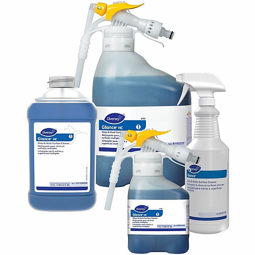 Diversey Glance Multi-Surface Cleaner For Glass, Surface, Window - Ready-To-Use/Concentrate - 84.5 fl oz (2.6 quart) - Ammonia Scent - Quick Drying, Streak-free - Blue - 2 / Unit (101109690)