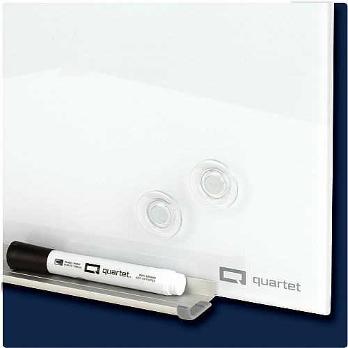 Quartet InvisaMount Magnetic Glass Board 48" (4 ft) Width x 36" (3 ft) Height - White Tempered Glass Surface - Horizontal - Magnetic - Frameless, Accessory Tray, Non-absorbent, Stain Resistant, Ghost Resistant, Scratch Resistant, Dent Resistan (Q25F01IMW)