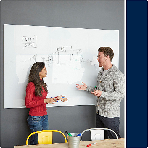 Quartet InvisaMount Magnetic Glass Board 48" (4 ft) Width x 36" (3 ft) Height - White Tempered Glass Surface - Horizontal - Magnetic - Frameless, Accessory Tray, Non-absorbent, Stain Resistant, Ghost Resistant, Scratch Resistant, Dent Resistan (Q25F01IMW)