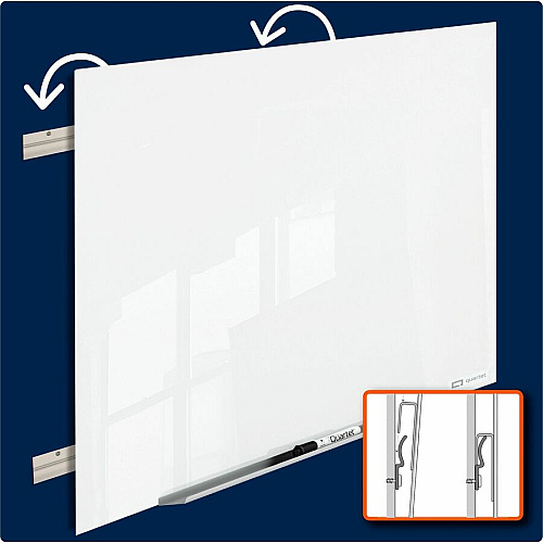 Quartet InvisaMount Magnetic Glass Board 48" (4 ft) Width x 48" (4 ft) Height - White Glass Surface - Horizontal - Magnetic - Frameless, Accessory Tray, Non-absorbent, Stain Resistant, Ghost Resistant, Scratch Resistant, Dent Resistant, Easy t (Q25F02IMW)