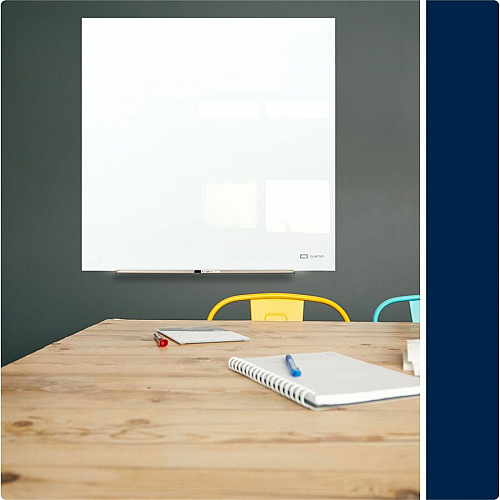 Quartet InvisaMount Magnetic Glass Board 48" (4 ft) Width x 48" (4 ft) Height - White Glass Surface - Horizontal - Magnetic - Frameless, Accessory Tray, Non-absorbent, Stain Resistant, Ghost Resistant, Scratch Resistant, Dent Resistant, Easy t (Q25F02IMW)