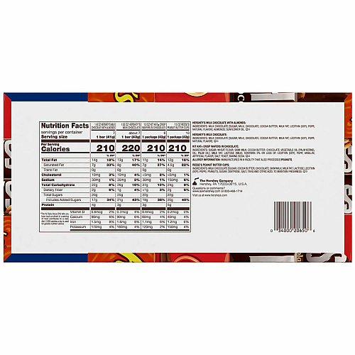 Hershey Chocolate Assortment Milk Chocolate, Peanut Butter, Milk Chocolate with Almond - 2.81 lb - 30 / Carton (24600031)