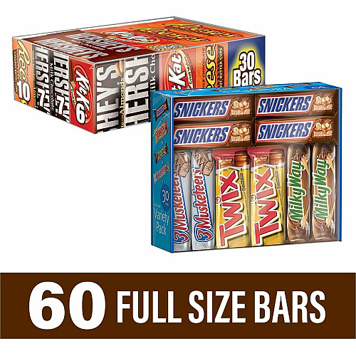 Hershey Chocolate Assortment Milk Chocolate, Milk Chocolate with Almond, Peanut Butter - Individually Wrapped - 2 / Carton (60004055)