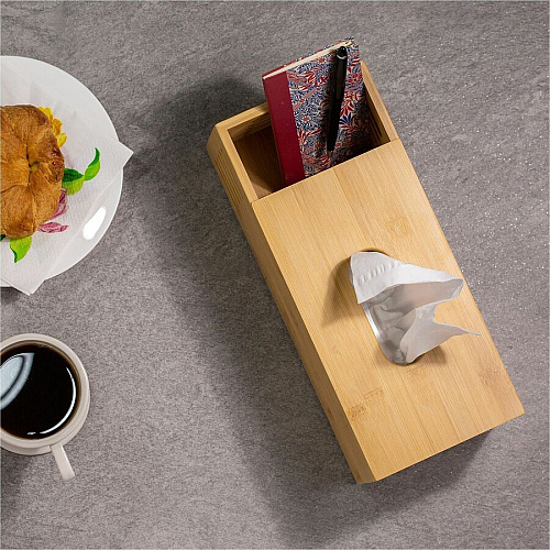 Officemate Bamboo Tissue Box Natural - Biodegradable, Non-slip, Anti Slip Base - 1 Each (71000)
