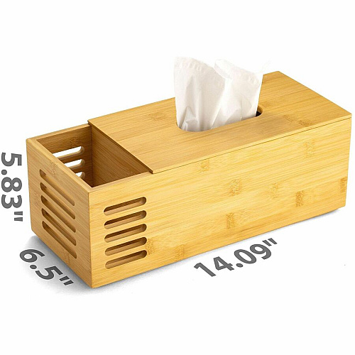 Officemate Bamboo Tissue Box Natural - Biodegradable, Non-slip, Anti Slip Base - 1 Each (71000)