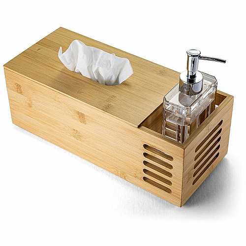 Officemate Bamboo Tissue Box Natural - Biodegradable, Non-slip, Anti Slip Base - 1 Each (71000)