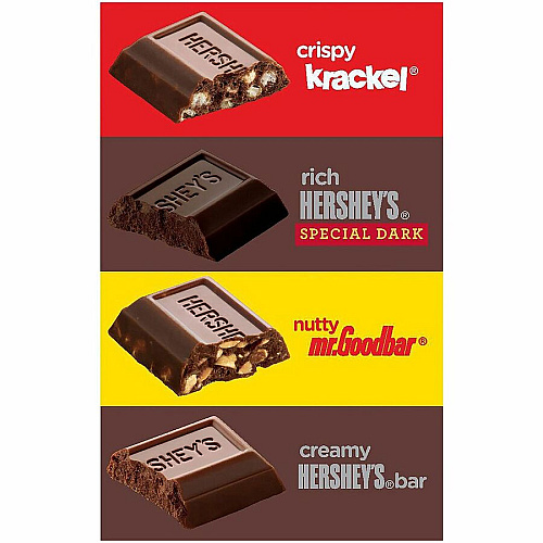 Hershey Chocolate Assortment Chocolate, Dark Mildly Sweet Chocolate, Milk Chocolate, Chocolate Candy with Peanuts - 3.50 lb - 180 / Carton (20900053)